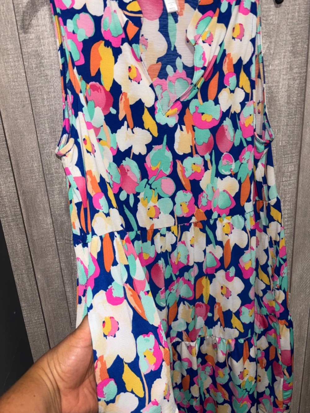 Multi color Dear Scarlett Tiered Wrinkle Free Dress 2X - Picture 3 of 7